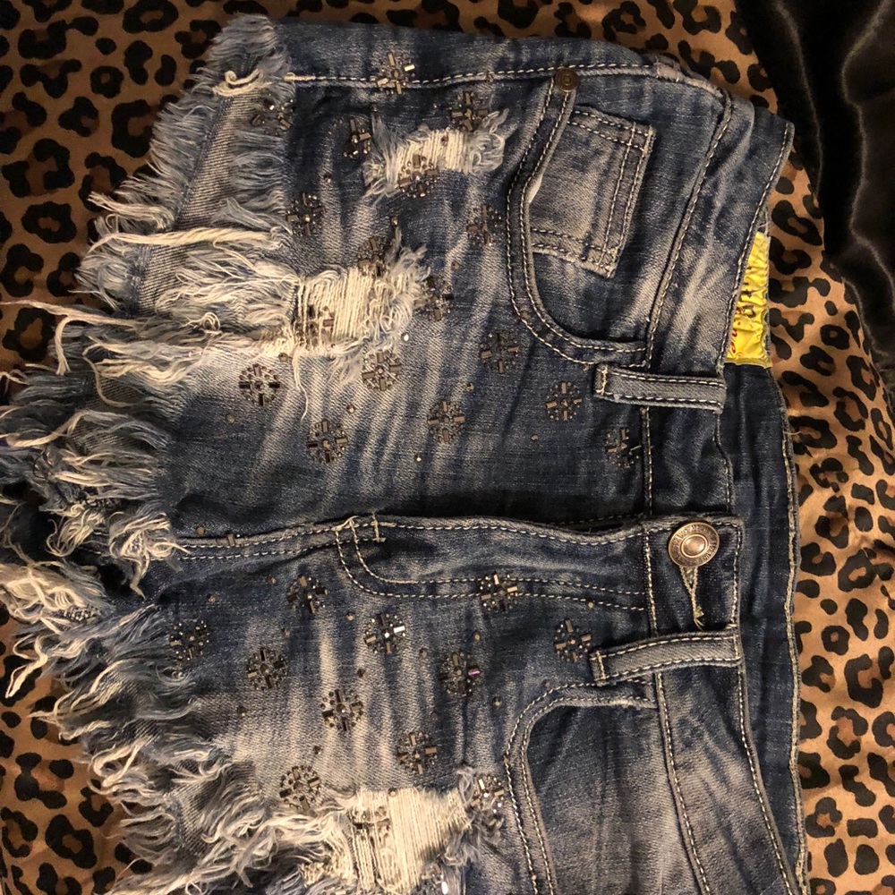 Machine High waist cheeky short denim shorts